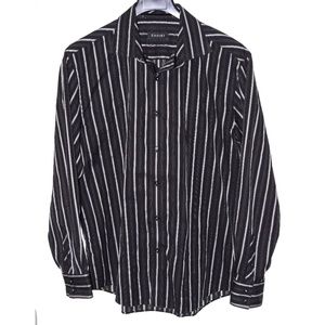 Zagiri 2XL Black Gray Button Front Long Sleeve Sh